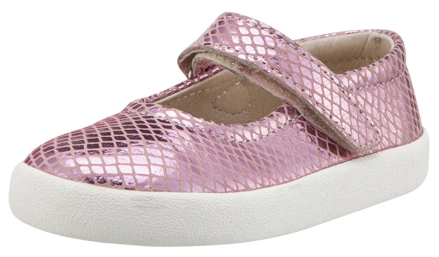 Old Soles  Girl's Missy Pink Snake Leather Mary Jane Sneaker Shoe