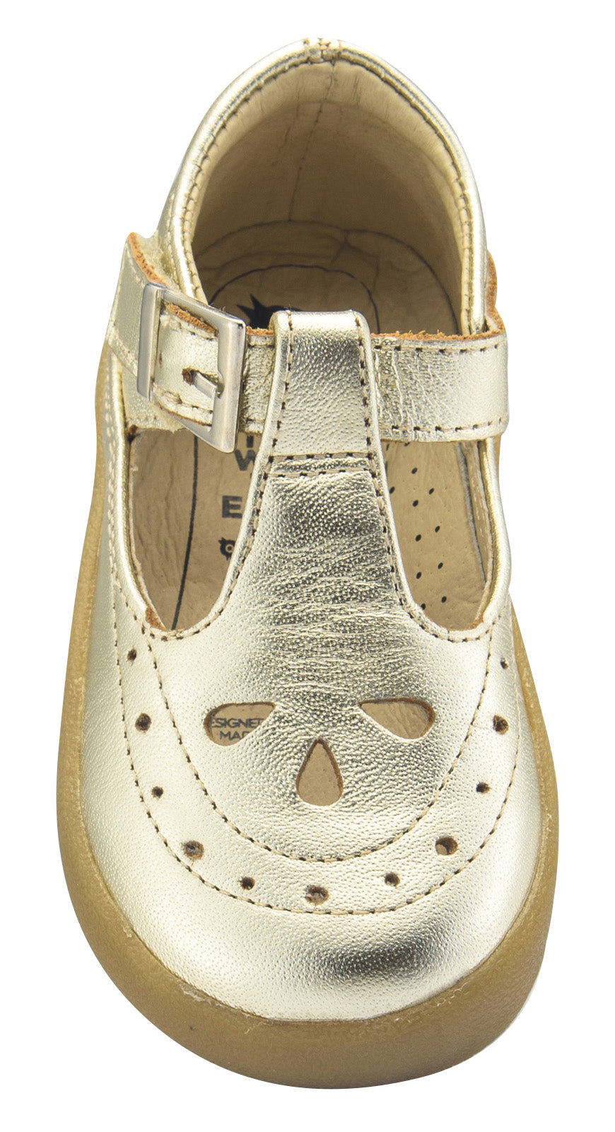Old Soles Girl's Royal Shoe Leather Mary Jane Dress Shoes, Gold