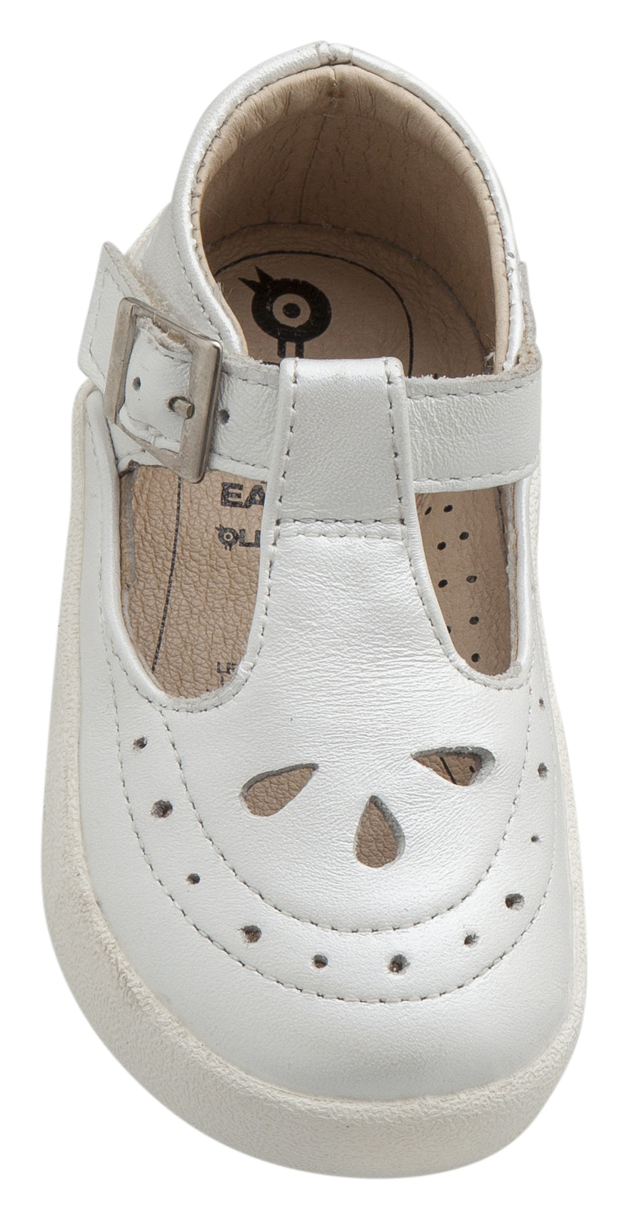 Old Soles Girl's 5011 Royal Shoe Premium Leather T-Strap Sneaker Shoe, Nacardo Blanco / White Sole
