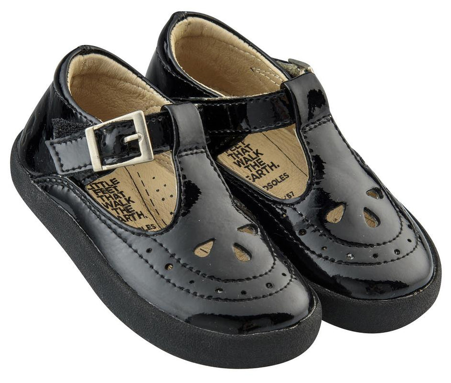 Old Soles Girl's 5011 Royal Shoe Premium LeatherT-Strap Sneaker Shoe, Black