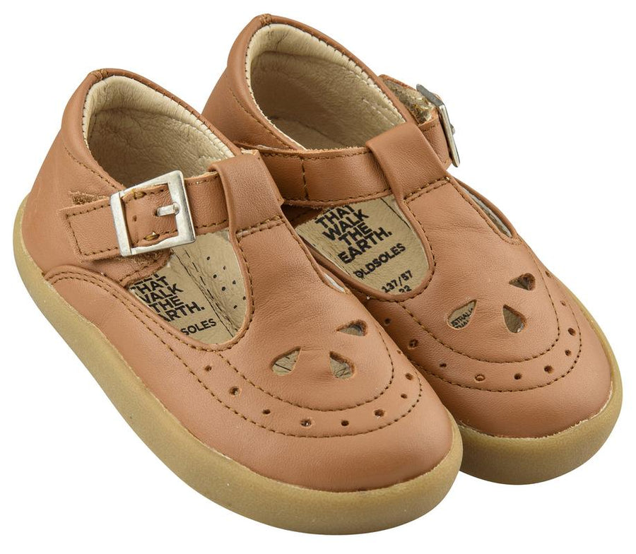 Old Soles Girl's 5011 Royal Shoe Premium LeatherT-Strap Sneaker Shoe, Tan