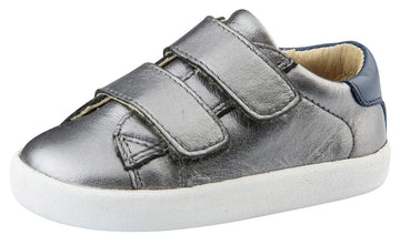 Old Soles Boy's Toddy Hook and Loop Closure Sneaker Shoes, Rich Silver/Jeans