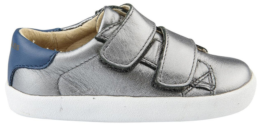 Old Soles Boy's Toddy Hook and Loop Closure Sneaker Shoes, Rich Silver/Jeans