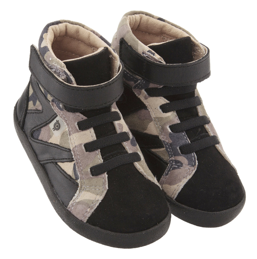 Old Soles Girl's & Boy's 5059 High Rank High Top Sneaker - Army Camo/Black/Black Suede