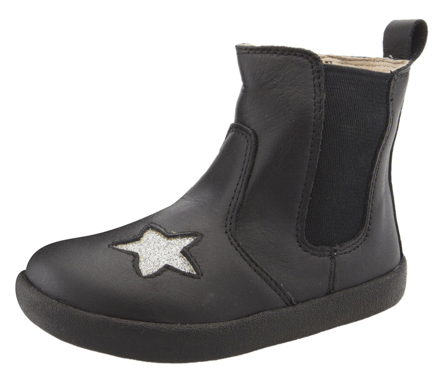 Old Soles Girl's & Boy's 5060 Local Star Leather Slip On High Top Boot Sneaker - Nero/Glam Argent