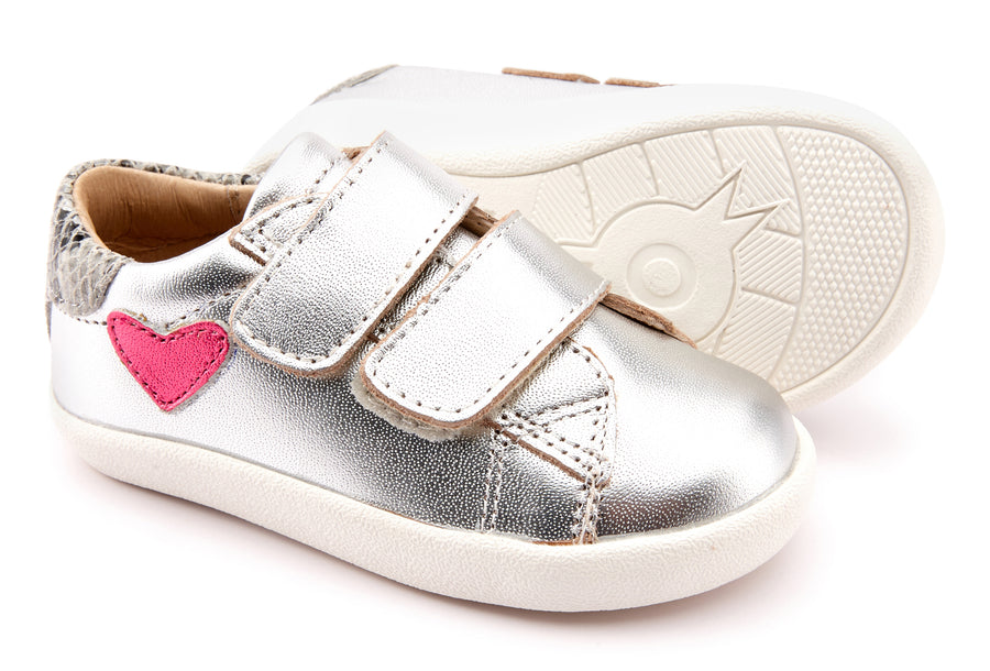 Old Soles Girl's 5067 The Beat Sneakers - Silver/Grey Serp/Fuchsia Foil