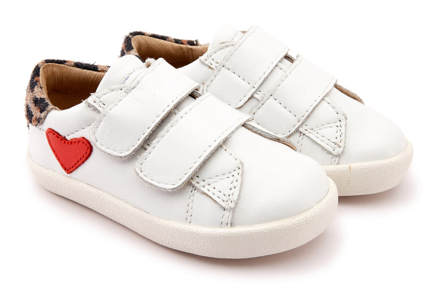 Old Soles Girl's 5067 The Beat Sneakers - Snow/Kitten/Bright Red