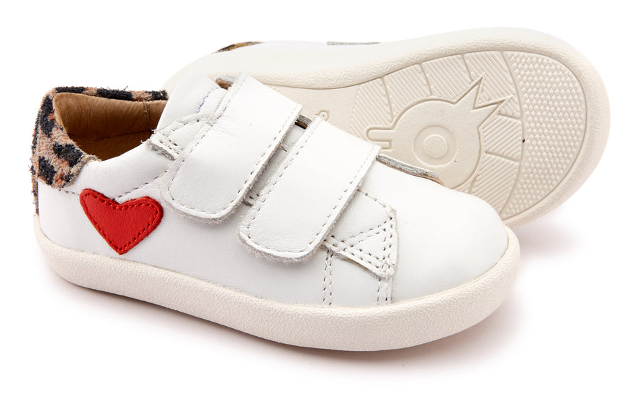 Old Soles Girl's 5067 The Beat Sneakers - Snow/Kitten/Bright Red