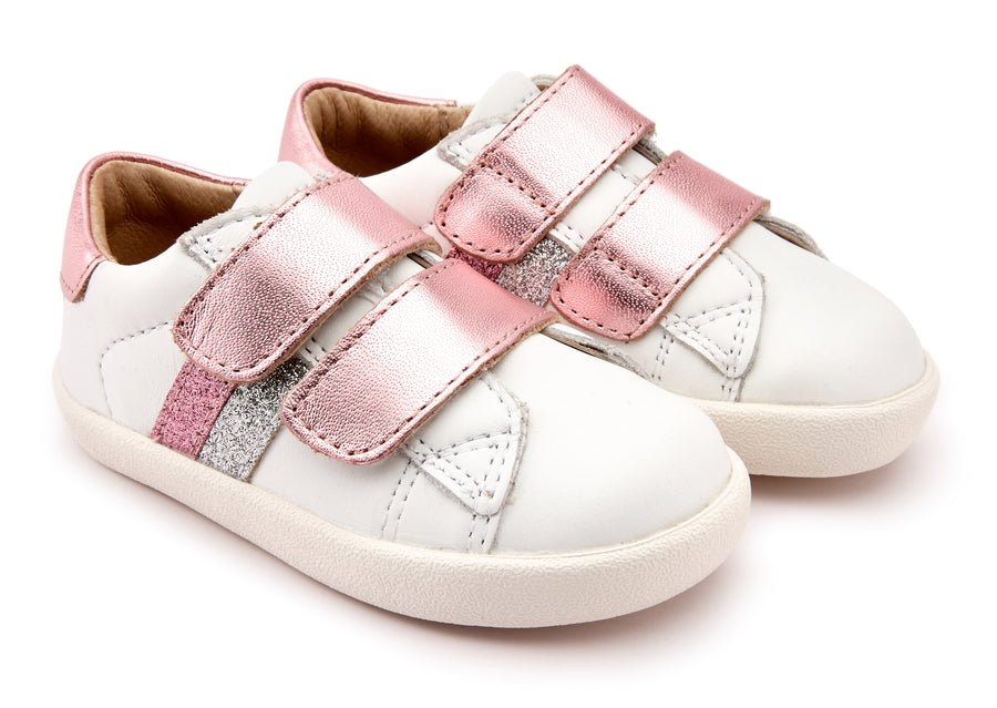 Old Soles Girl's 5068 Sport Glam Sneakers - Snow/Pink Frost/Glam Pink/Glam Argent