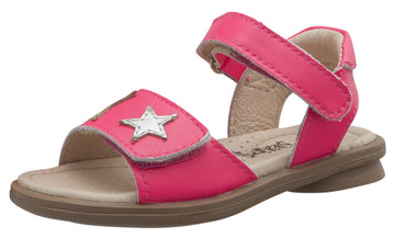Old Soles Girl's Star-Born Leather Sandals, Neon Pink/Silver