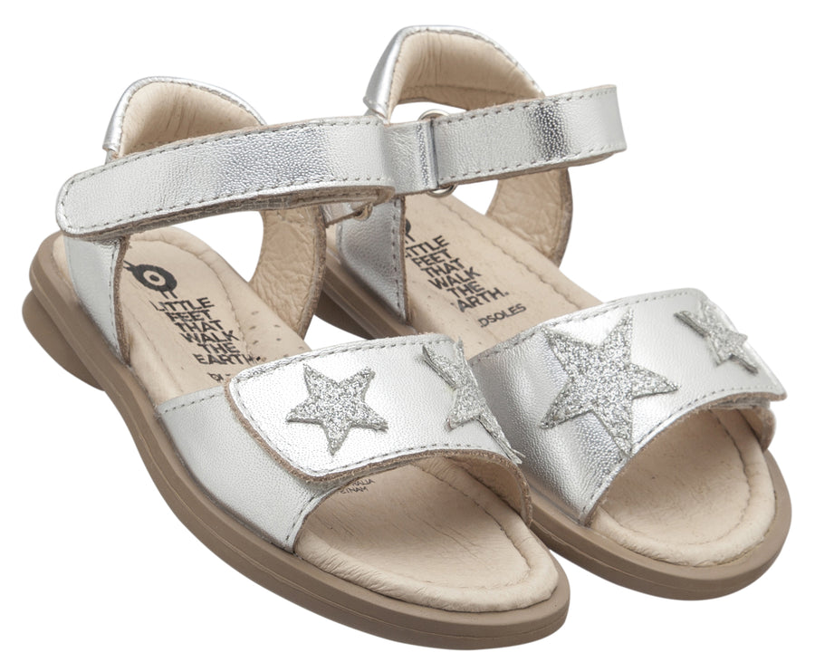 Old Soles Girl's Star-Born Leather Sandals, Silver/Glam Argent