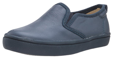 Old Soles Girl's and Boy's Hoff-Two Denim Smooth Leather Accent Leather Trim Slip On Loafer Sneaker