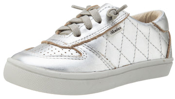 Old Soles Girl's and Boy's Urban Quilt Silver Stitched Perforated Leather Lace Up Side Zipper Sneaker