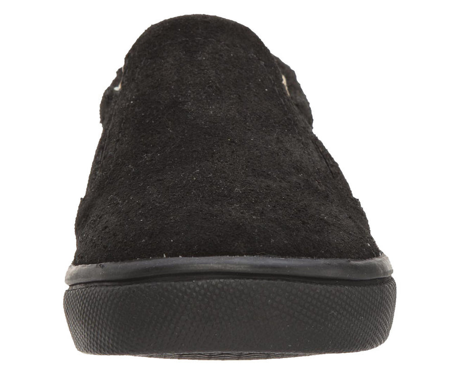 Old Soles Girl's and Boy's 6010 Dressy Hoff Black Soft Suede and Smooth Leather Slip On Loafer Sneaker