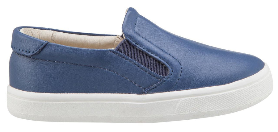 Old Soles Boy's & Girl's 6010 Dressy Hoff Denim Blue Leather Slip On Sneaker Shoe