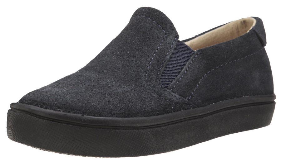 Old Soles Girl's and Boy's 6010 Dressy Hoff Navy Soft Suede and Smooth Leather Slip On Loafer Sneaker
