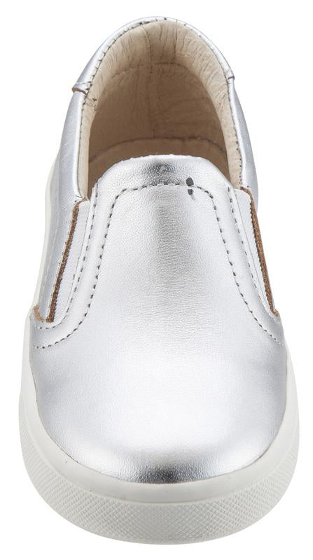 Old Soles Boy's & Girl's 6010 Dressy Hoff Silver Leather Slip On Sneaker Shoe