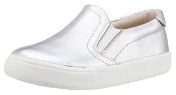 Old Soles Boy's & Girl's 6010 Dressy Hoff Silver Leather Slip On Sneaker Shoe