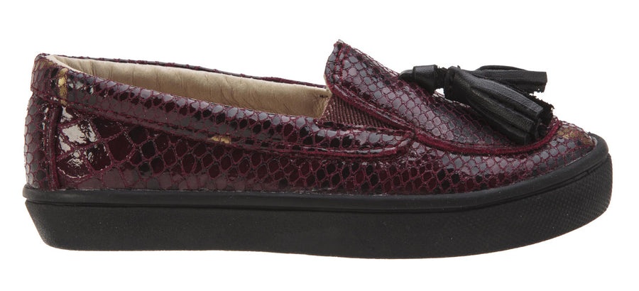 Old Soles Boy's and Girl's 6014 Tassled Blood Snake Leather Snake Slip On Tassel Loafer Sneakers