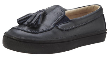 Old Soles Boy's and Girl's 6014 Tassled Navy Leather Slip On Tassel Loafer Sneakers