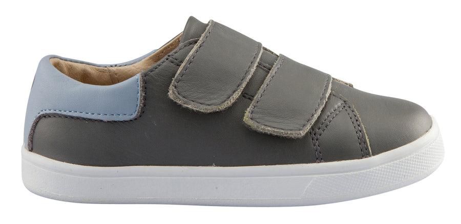 Old Soles Boy's and Girl's Castaway Runner Leather Sneakers, Grey/Dusty Blue
