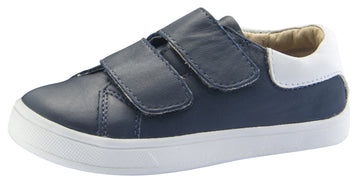 Old Soles Boy's and Girl's Castaway Runner Leather Sneakers, Navy/Snow