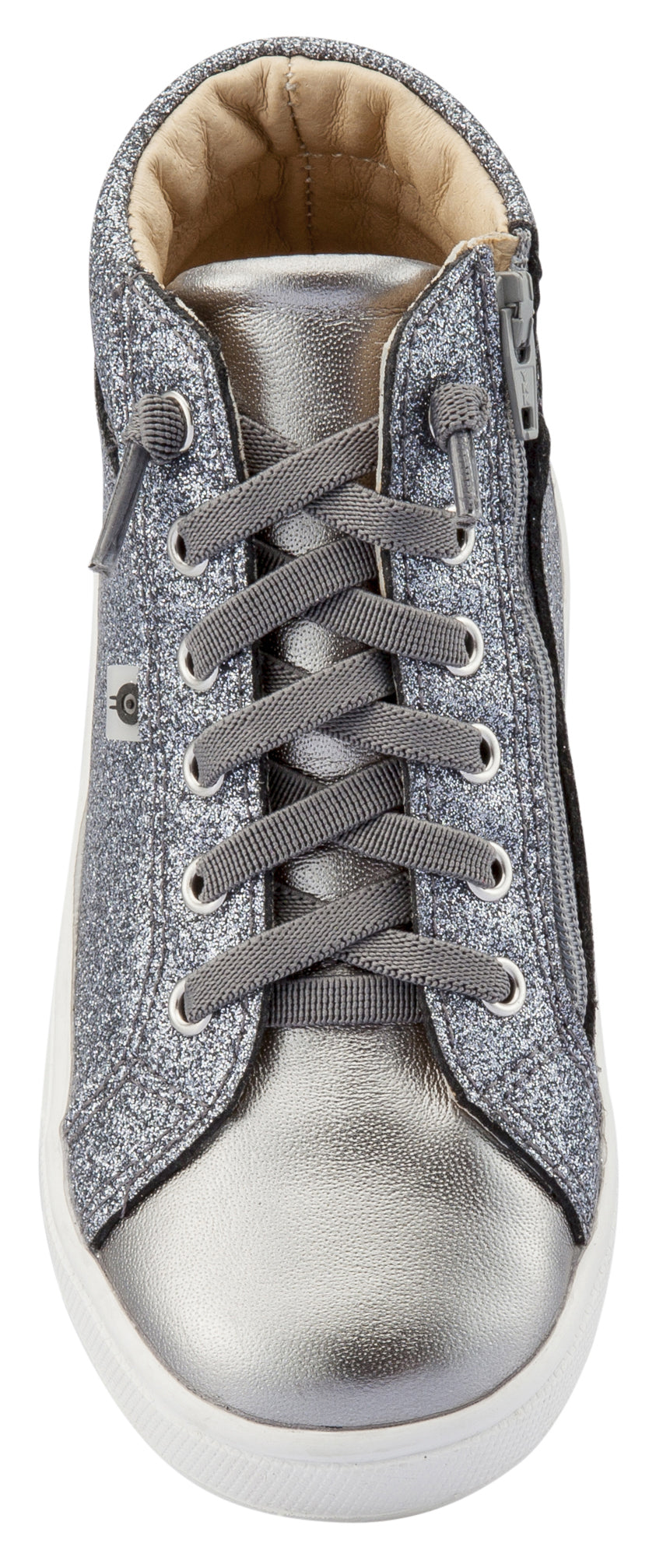 Old Soles Girl's Ring Sneakers, Glam Gunmetal / Rich Silver