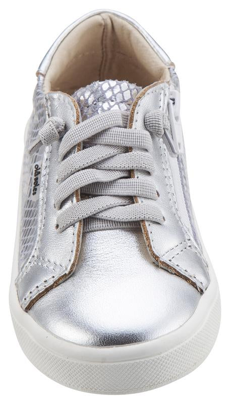 Old Soles Girl's Silver Snake Thor Runner Leather Sneakers