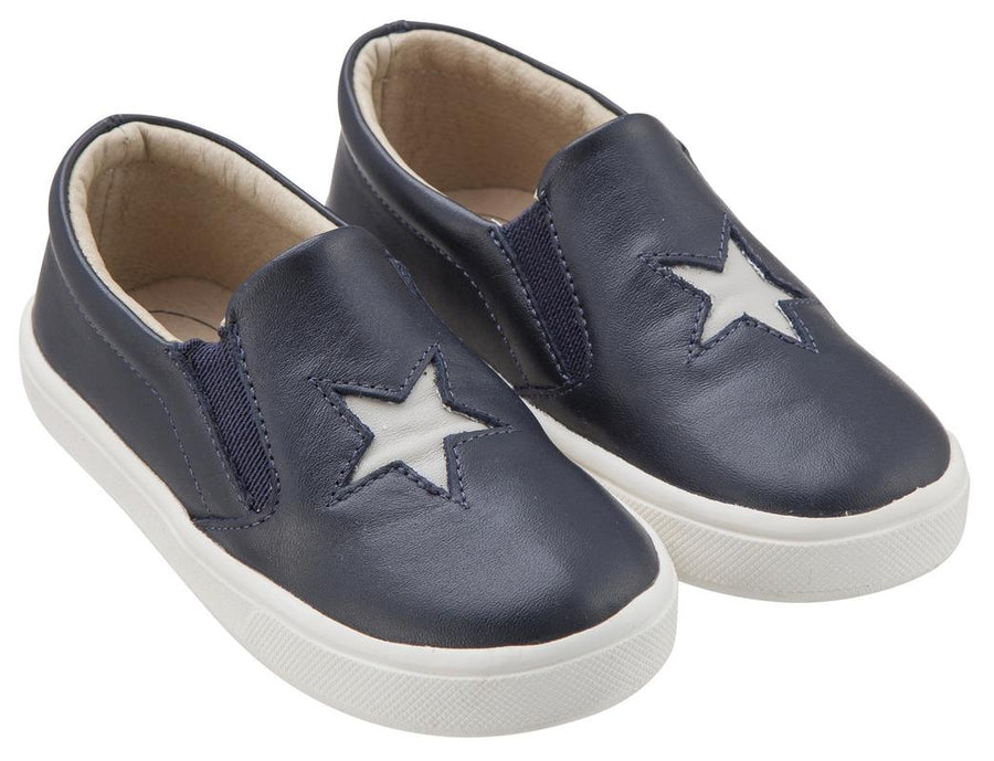 Old Soles Boy's and Girl's Starey Hoff Leather Sneakers, Navy Blue