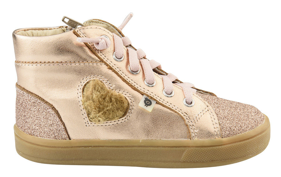 Old Soles Girl's Glam Heart High-Top, Rose Glam