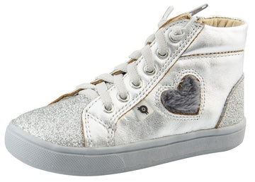 Old Soles Kid's Glam Heart High-Top, Silver/Dark Silver