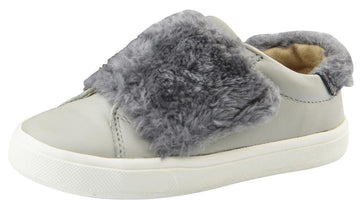 Old Soles Girl's and Boy's Fur Master Sneaker Slip-On Shoe, Gris/Dark Silver
