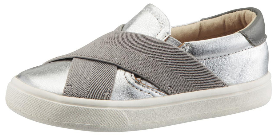 Old Soles Boy's and Girl's Stretch Hoff Slip-On Sneaker Double Band Shoe, Silver/Grey