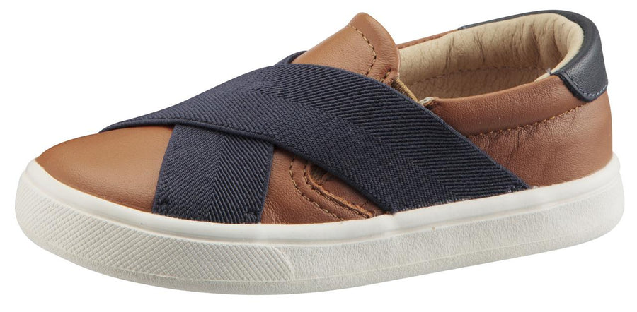 Old Soles Boy's and Girl's Stretch Hoff Sneaker Double Band Shoes, Tan/Navy