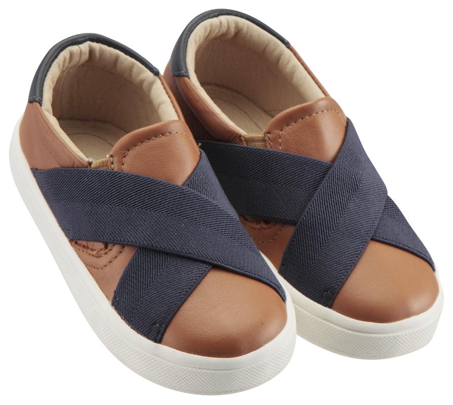 Old Soles Boy's and Girl's Stretch Hoff Sneaker Double Band Shoes, Tan/Navy