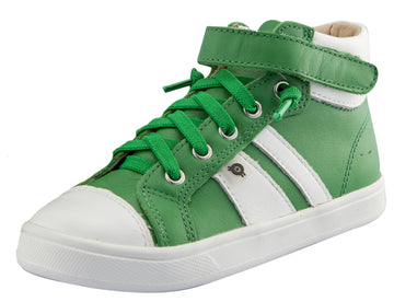 Old Soles Boy's and Girl's Urban Earth Leather Sneakers, Green / Snow