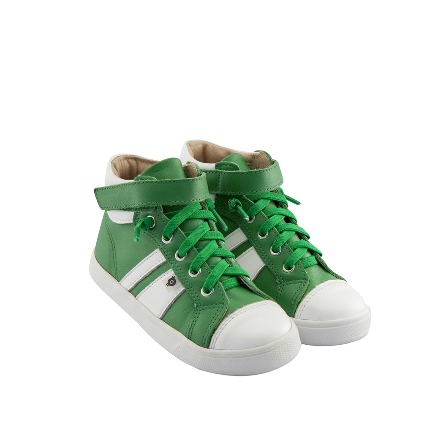 Old Soles Boy's and Girl's Urban Earth Leather Sneakers, Green / Snow