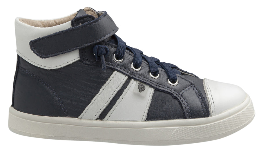 Old Soles Boy's and Girl's Urban Earth Leather Sneakers, Navy / Snow