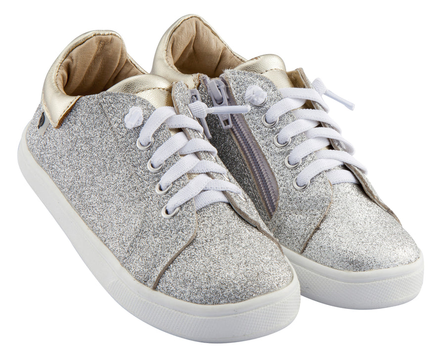 Old Soles Boy's and Girl's Glamfull Leather Sneakers, Glam Argent/Gold