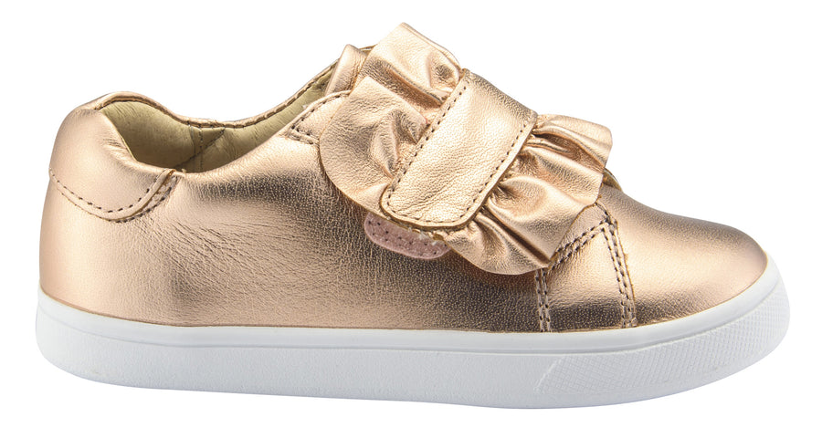Old Soles Girl's Urban Frill Leather Sneakers, Copper