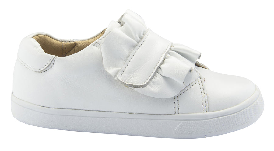 Old Soles Girl's Urban Frill Leather Sneakers, Snow/White