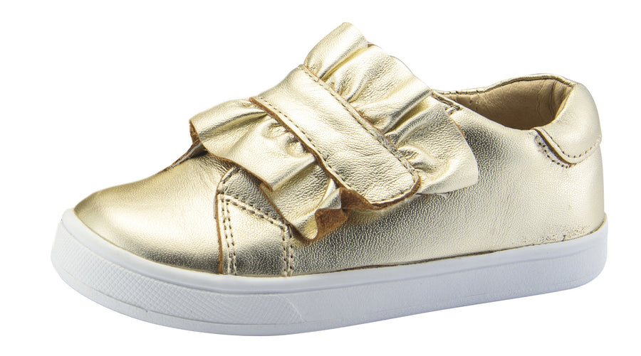 Old Soles Girl's Urban Frill Leather Sneakers, Gold