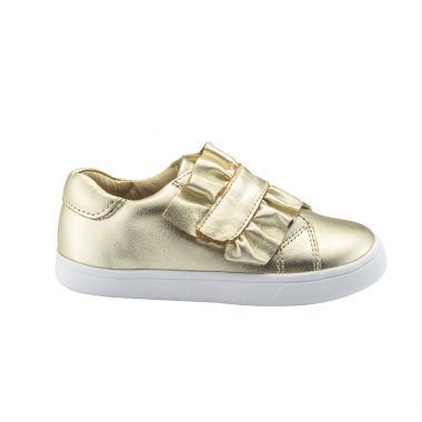 Old Soles Girl's Urban Frill Leather Sneakers, Gold