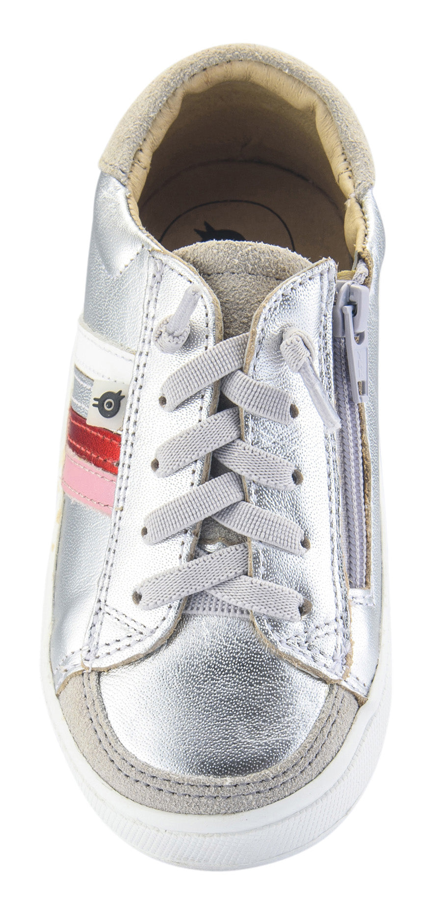 Old Soles Girl's Sneaky RB Leather Sneakers, Silver/Pearlised Pink