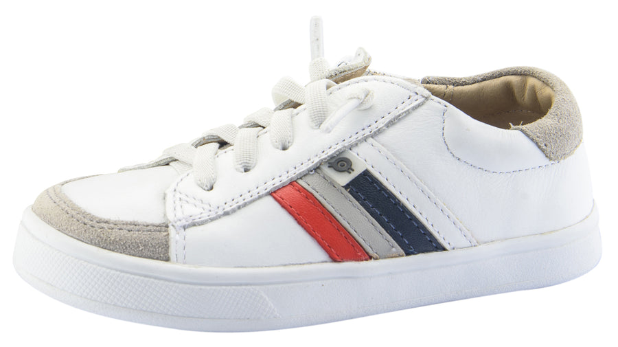 Old Soles Boy's Sneaky Sneakers, White/Red/Gris/Navy