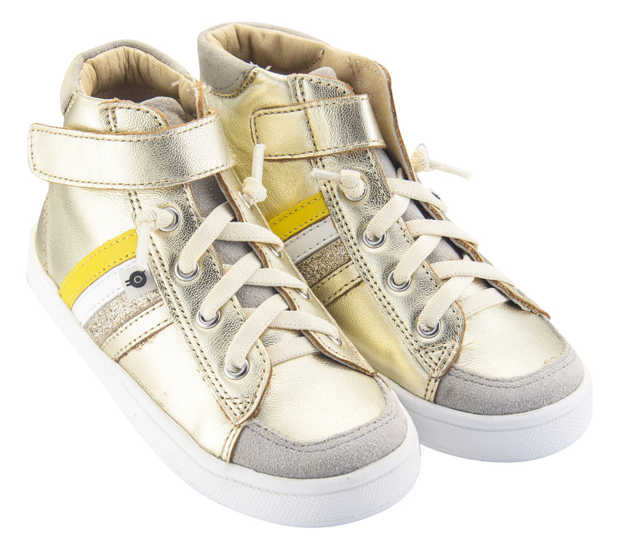 Old Soles Boy's and Girl's  High-Top-RB Leather Sneakers, Gold/Gold