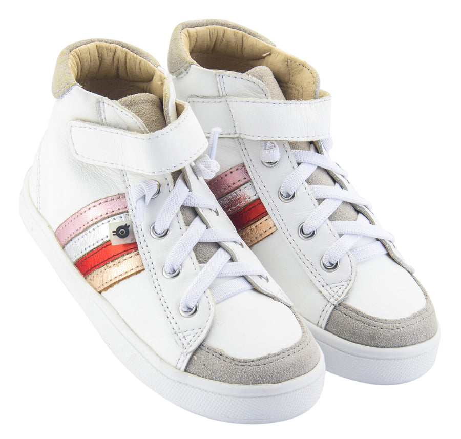 Old Soles Girl's High-Top-RB Leather Sneakers, Snow/Copper