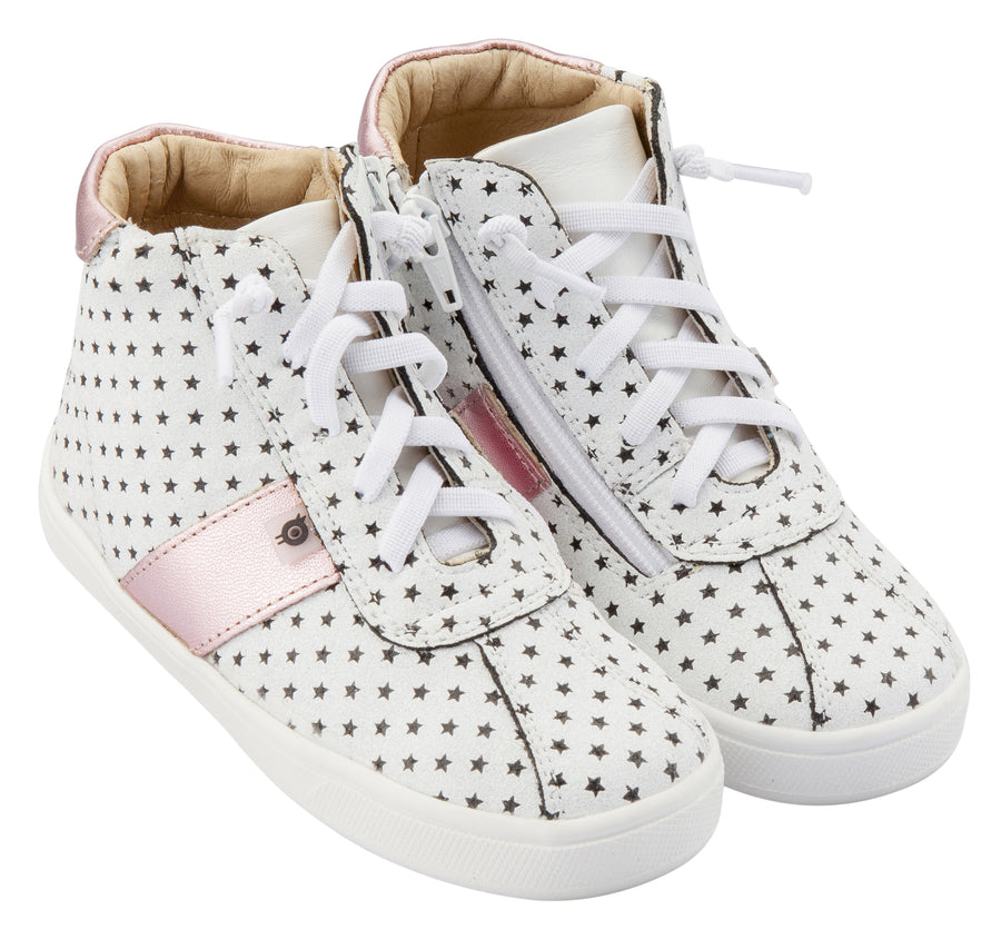 Old Soles Girl's Glamourama, Star Glam Snow / Pink Frost