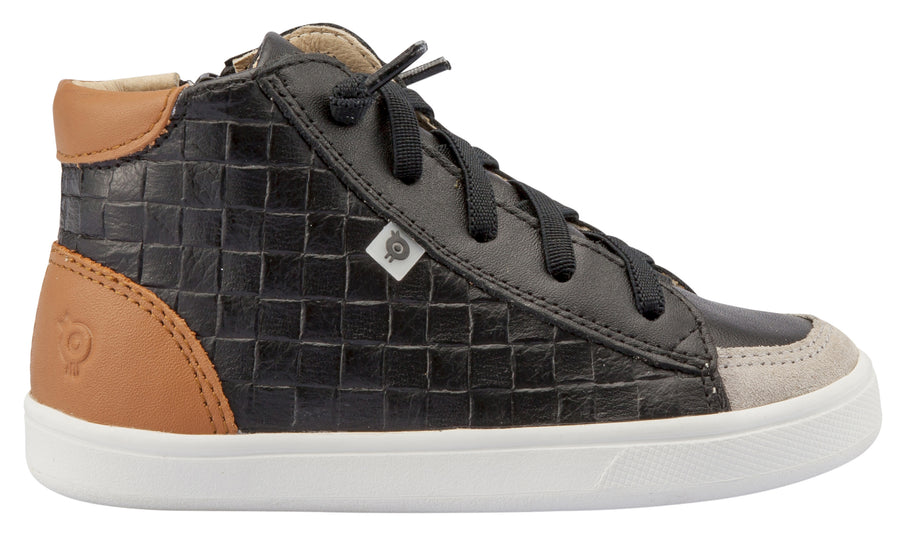 Old Soles Girl's and Boy's Penthouse Sneakers, Black Weave / Tan