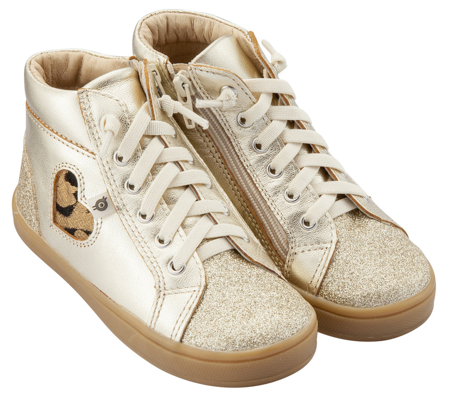 Old Soles Girl's Hearty Cat Sneakers, Gold / Glam Gold / Cat-Gold